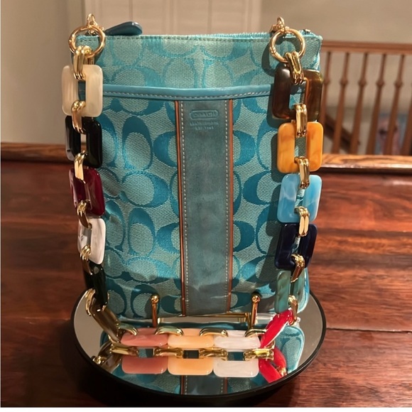 Coach Handbags - Vintage Coach Multicolored Handle (Turquoise)